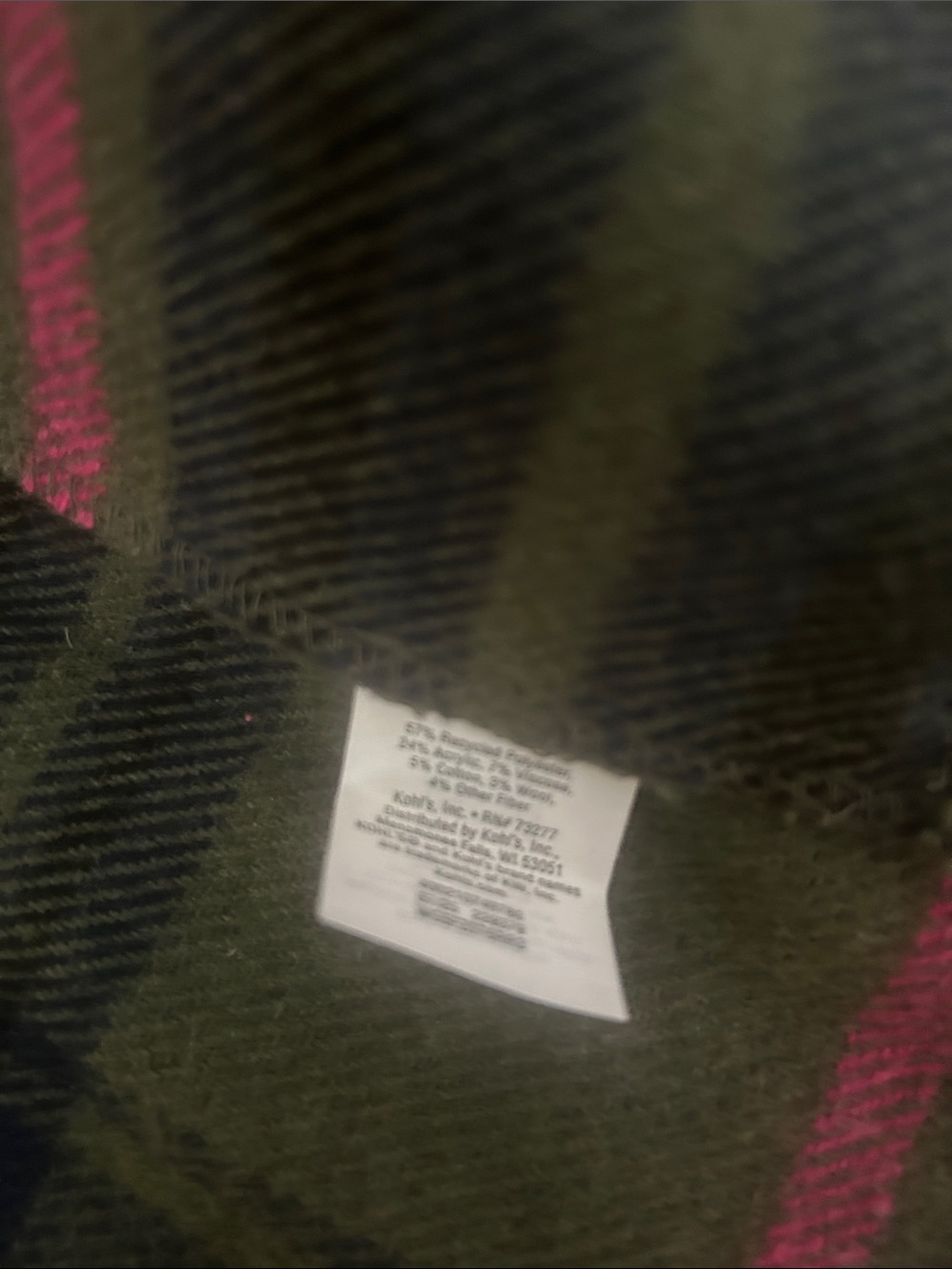 Sonoma Olive Plaid Shirt Jacket with Pink Stripes - Picture 6 of 7